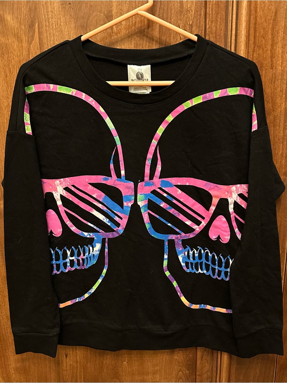 Black Women's Skull Sunglasses Graphic lightweight Sweatshirt
